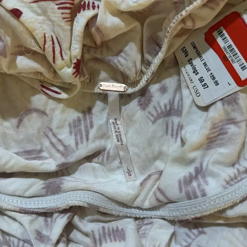 Free People Daria Graphic Maxi Dress in Ivory Combo Size L